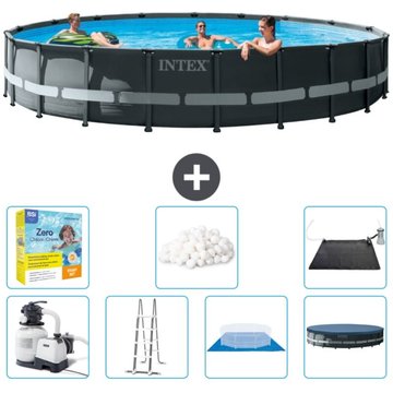 Piscine Intex Ultra XTR Frame ronde - 610 x 122 cm - Comprend des accessoires CB50 - Grise