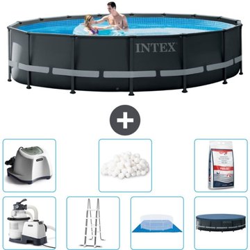 Intex Piscine Ronde Ultra XTR Frame - 488 x 122 cm - Comprend des Accessoires CB57 - Gris