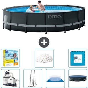 Intex Piscine Ronde Ultra XTR Frame - 488 x 122 cm - Comprend des Accessoires CB48 - Gris