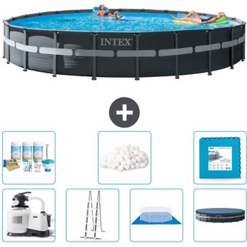 Intex Piscine Ultra XTR Frame Ronde - 732 x 132 cm - Comprend des Accessoires CB42 - Grise
