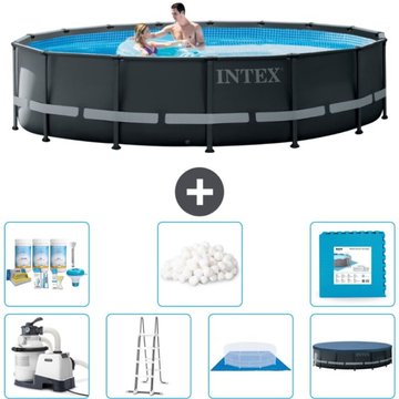 Intex Piscine Ronde Ultra XTR Frame - 488 x 122 cm - Comprend des Accessoires CB42 - Gris