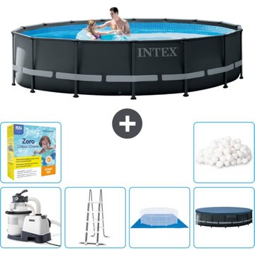Intex Piscine Ronde Ultra XTR Frame - 488 x 122 cm - Comprend des Accessoires CB47 - Gris