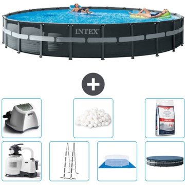 Piscine Intex Ultra XTR Frame ronde - 732 x 132 cm - Comprend des accessoires CB58 - Gris
