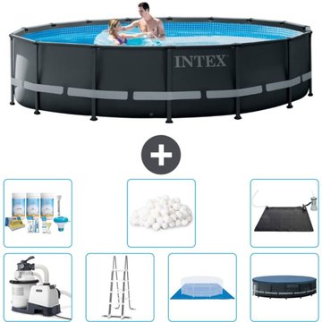 Intex Piscine Ronde Ultra XTR Frame - 488 x 122 cm - Comprend des Accessoires CB44 - Gris