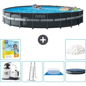 Intex Piscine Ultra XTR Frame Ronde - 732 x 132 cm - Comprend des Accessoires CB47 - Gris