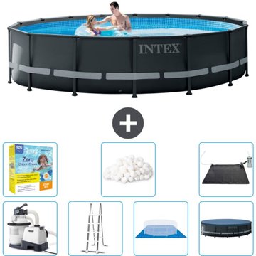 Intex Piscine Ronde Ultra XTR Frame - 488 x 122 cm - Comprend des Accessoires CB50 - Gris