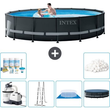 Piscine Intex Ultra XTR Frame ronde - 488 x 122 cm - Comprend des Accessoires CB41 - Gris
