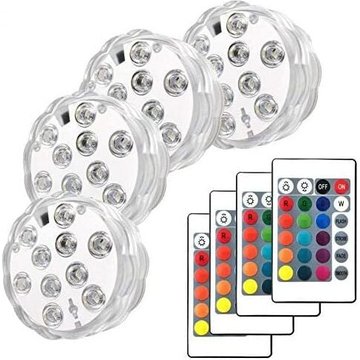 Piscine led télécommandée, 4 ensembles de fontaines sous-marines, lumières led de plongée pour aquariums, spas, étangs, piscines, piédestaux, vases,