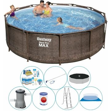 Piscine avec des accessoires Bestway Steel Pro MAX Rotan - 366x100 cm - Ronde - Offrir