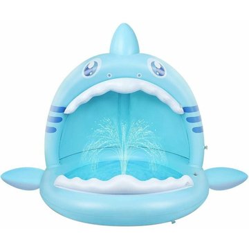 Piscine TUMALAGIA pour bébé, petite piscine en forme de requin avec jet d'eau et auvent, mini centre de jeu aquatique intérieur et jardin gonflable
