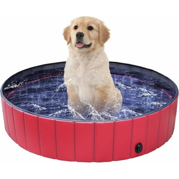 Piscine WAHAISON pour Chien, Baignoire pour Chiens Pliable en PVC, Piscine Enfant, Résistante à l'usure, Antidérapante pour Jardin, Patio, Salle de Bain