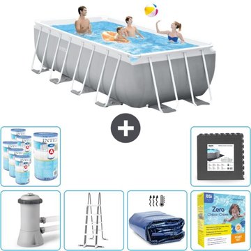Piscine rectangulaire Intex Piscine - 400 x 200 x 122 cm - Grise - Comprend des accessoires CB37
