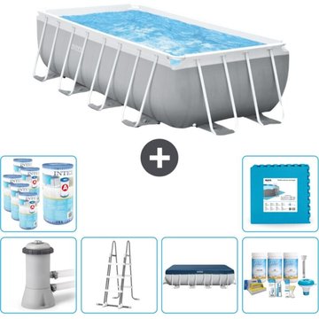 Piscine rectangulaire Intex - 400 x 200 x 100 cm - Grise - Comprend des accessoires CB30