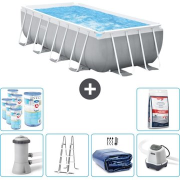 Piscine rectangulaire Intex Piscine - 400 x 200 x 100 cm - Grise - Comprend des accessoires CB56