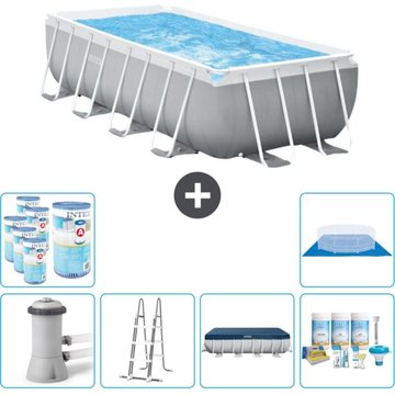 Piscine rectangulaire Intex - 400 x 200 x 100 cm - Grise - Comprend des accessoires CB29