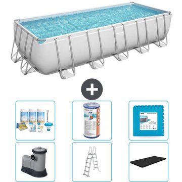 Piscine Rectangulaire Bestway Power Steel - 640 x 274 x 132 - Grise - Comprend des Accessoires CB30