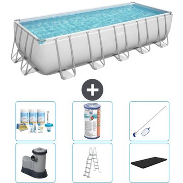 Piscine Rectangulaire Bestway Power Steel - 640 x 274 x 132 - Grise - Comprend des Accessoires CB32