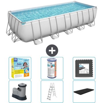 Piscine Rectangulaire Bestway Power Steel - 640 x 274 x 132 - Grise - Comprend des Accessoires CB35