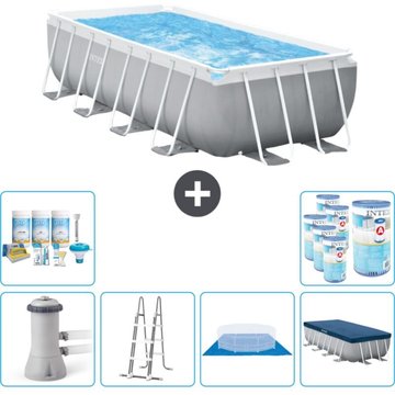 Piscine rectangulaire Intex - 488 x 244 x 107 cm - Grise - Comprend des accessoires CB41 - Intex Piscine