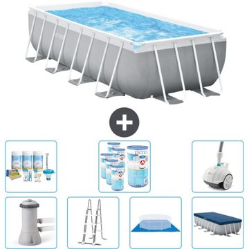 Piscine rectangulaire Intex - 488 x 244 x 107 cm - Grise - Comprend des accessoires CB45