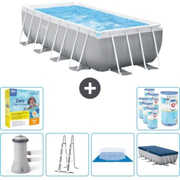 Piscine rectangulaire Intex - 488 x 244 x 107 cm - Grise - Comprend des accessoires CB47