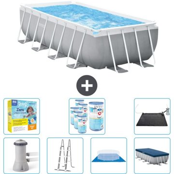 Piscine rectangulaire Intex - 488 x 244 x 107 cm - Grise - Comprend des accessoires CB50 - Intex Piscine