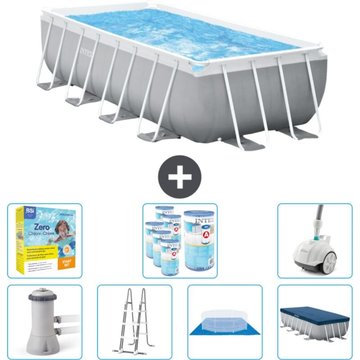 Piscine rectangulaire Intex - 488 x 244 x 107 cm - Grise - Comprend des accessoires CB51