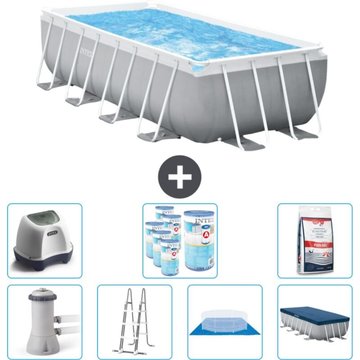 Piscine rectangulaire Intex - 488 x 244 x 107 cm - Grise - Comprend des accessoires CB58