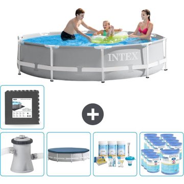 Intex Piscine ronde à cadre prisme 305 x 76 cm grise - Comprend des accessoires CB17