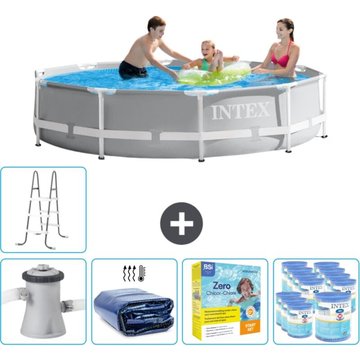Intex Piscine Ronde à Cadre Prisme 305 x 76 cm - Grise - Comprend des Accessoires CB27