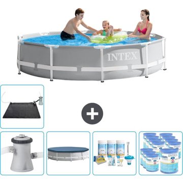 Intex Piscine Ronde à Cadre Prisme - 305 x 76 cm - Grise - Comprend des Accessoires CB18