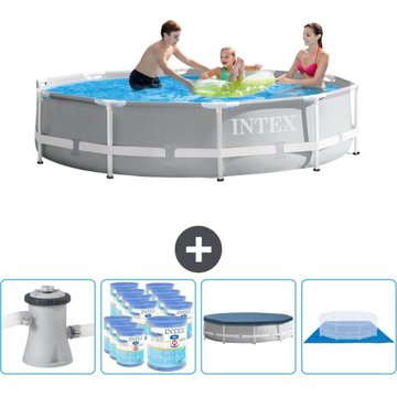 Intex Piscine ronde à cadre Prisme 305 x 76 cm - Grise - Comprend des accessoires CB88