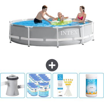 Intex Piscine ronde à cadre Prisme 305 x 76 cm - Grise - Comprend des accessoires CB85