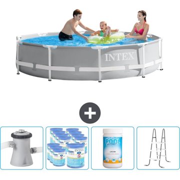 Piscine ronde à cadre prisme Intex - 305 x 76 cm - Grise - Comprend des accessoires CB96