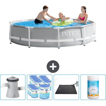 Intex Piscine Ronde à Cadre Prism 305 x 76 cm Grise Comprend des Accessoires CB92
