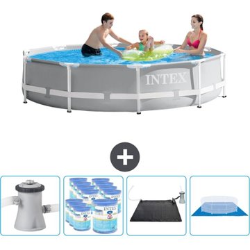 Intex Piscine ronde à cadre prisme 305 x 76 cm - Grise - Comprend des accessoires CB91