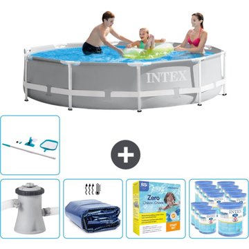 Intex Piscine Ronde à Cadre Prisme 305 x 76 cm - Grise - Comprend des Accessoires CB28