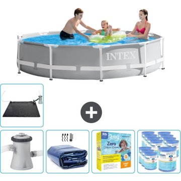 Intex Piscine ronde à cadre Prisme 305 x 76 cm Grise - Comprend des accessoires CB25