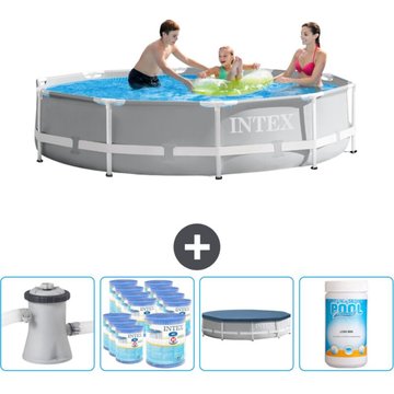 Intex Piscine Ronde à Cadre Prisme 305 x 76 cm Grise Comprend des Accessoires CB87
