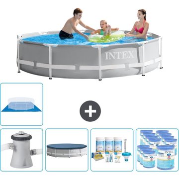 Intex Piscine ronde à cadre prisme 305 x 76 cm - Grise - Comprend des accessoires CB15