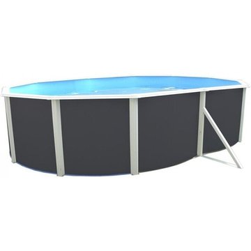 Kit piscine hors-sol acier TOI anthracite Mallorca ovale 550x366x120cm filtre à sable