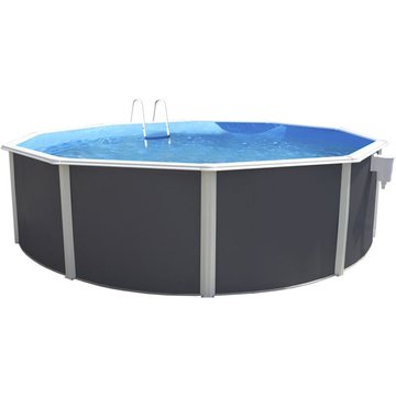 Kit piscine hors-sol acier TOI ANTHRACITE PRESTIGIO 120 ronde Ø350x120cm filtre à sable