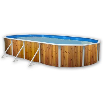 Kit piscine hors-sol acier TOI Veta ovale imitation bois 9.15 x 4.57 x 1.20 m