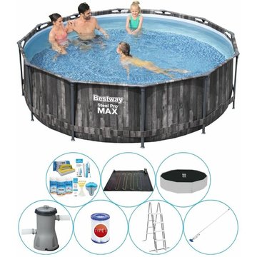 Piscine avec accessoires Bestway Steel Pro MAX Wood - 366x100 cm - Ronde