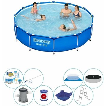 Bestway - Set de piscine combinée Steel Pro Rectangulaire 366x76 cm - Prix compétitif, livraison rapide !