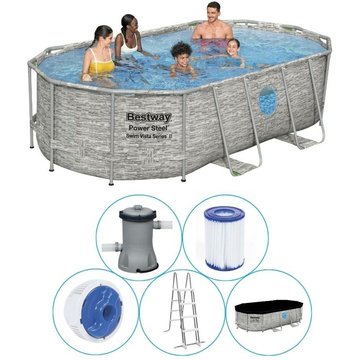 Piscine tubulaire Bestway ovale 427x250x100 cm - Accessoires inclus