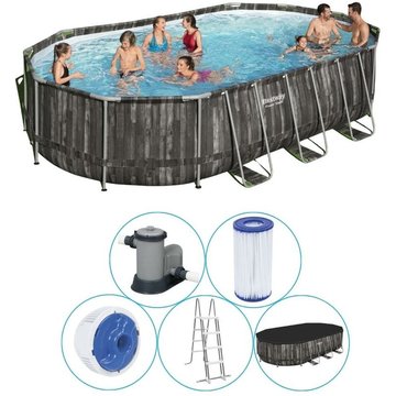 Piscine tubulaire Bestway ovale 610x366x122 cm - Accessoires inclus