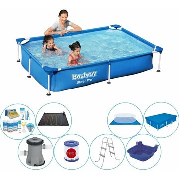 Bestway Steel Pro Rectangulaire - Piscine 221x150x43 cm - Bleu - avec accessoires - Prix compétitif, livraison rapide!