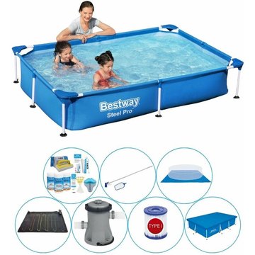 Bestway - Piscine Steel Pro Rectangulaire 221x150x43 cm - Pack de piscine - Bleu