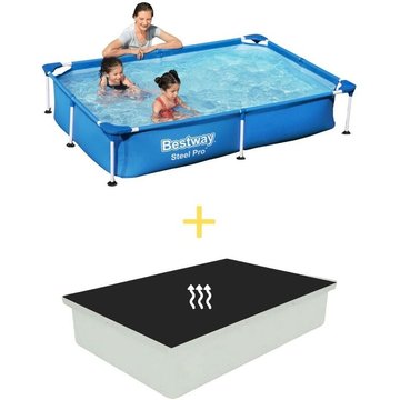 Piscine Bestway - Steel Pro - 221 x 150 x 43 cm - Avec Tapis Solaire - Bleu